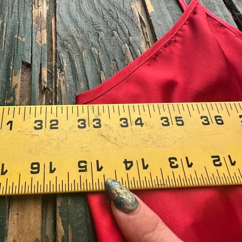 Red silk lingerie slip dress‎ with lace